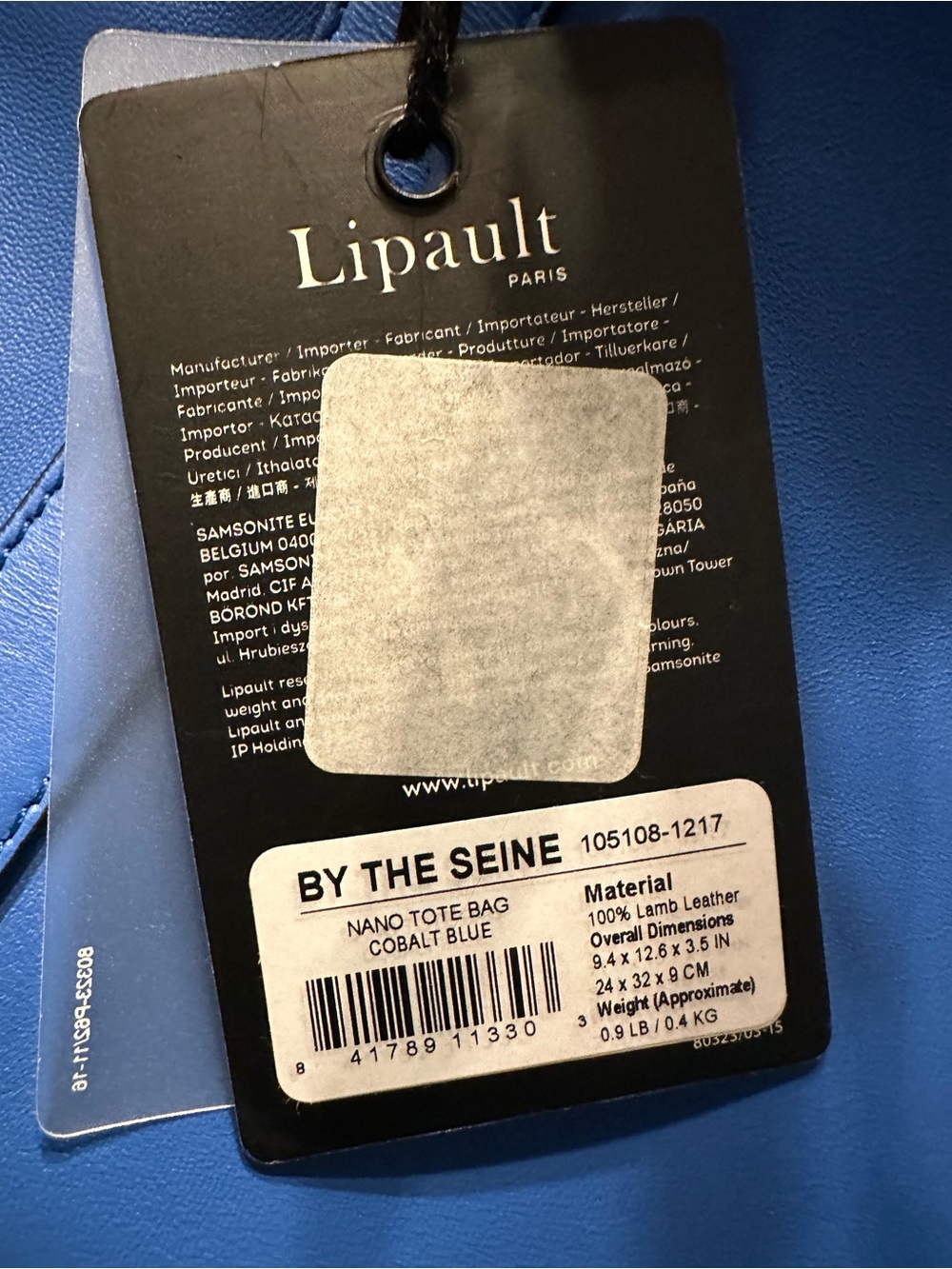 NWT Lipault Blue Leather Crossbody Tote - Picture 5 of 7